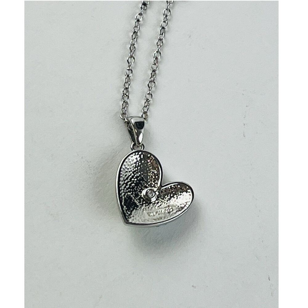 Rainbow Heart Silver Tone Necklace Pendant Angled Pastel CZ Cubic Zirconia Kohls - Picture 10 of 16